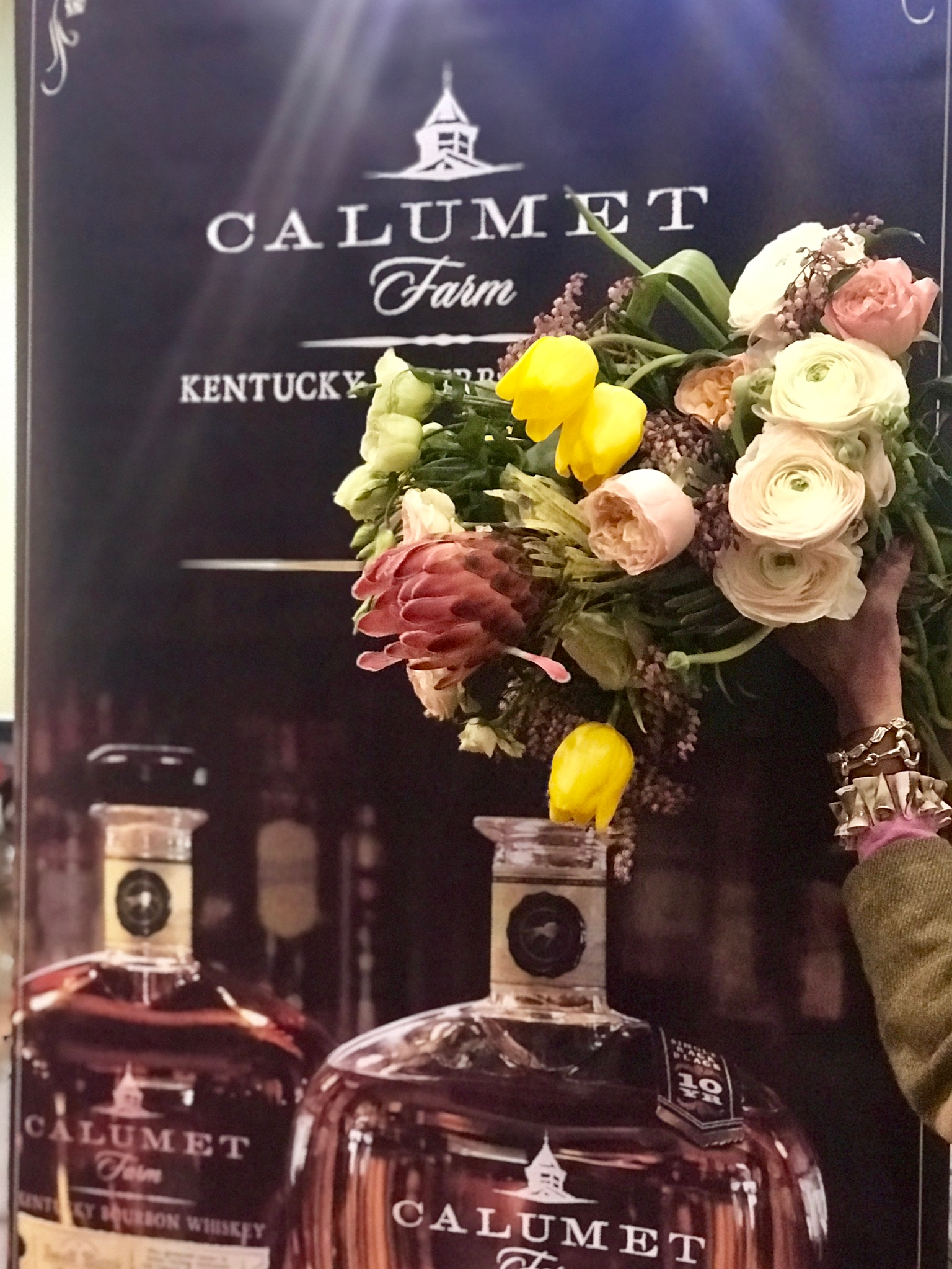 Calumet Farms bourbon & Roiann Ridley bouquet